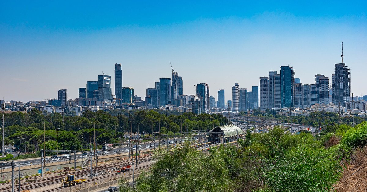 The Tel Aviv skyline seen from the coast